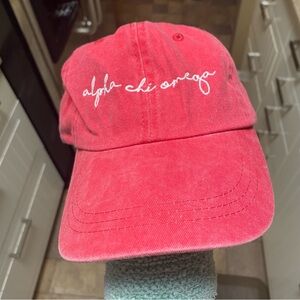 Salmon pink Alpha Chi Omega baseball cap